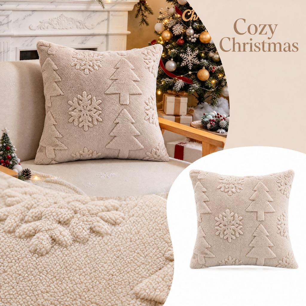 Christmas Snowflake Tree Decorative Throw Cover Soft Plush 1818 Inch