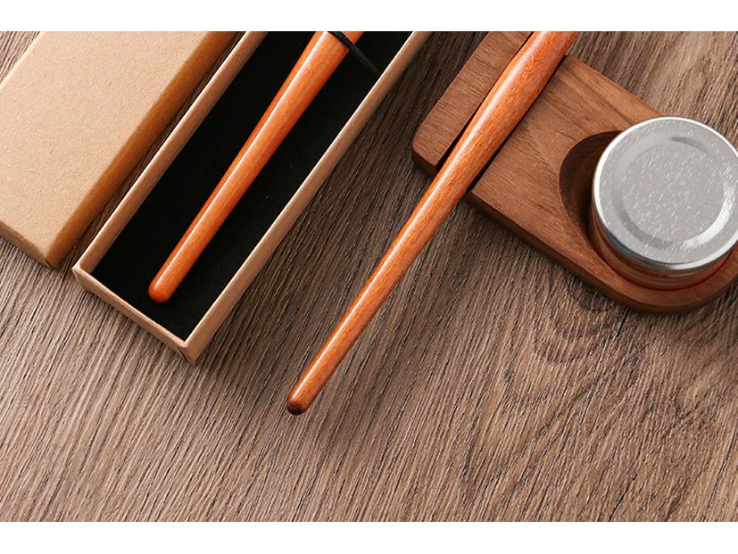 Cartoon Wooden Pen Holder with Glass Dip Pen, Light Color Outlining Pen, Drawing Pen, and Watercolor Brush