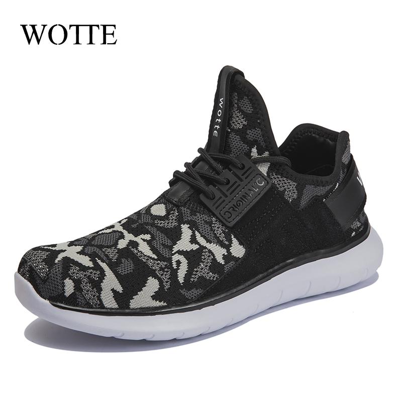 

WOTTE Повседневная мужская обувь Slip-on Мужская повседневная обувь для ходьбы Легкая трикотажная дышащая обувь Нескользящие носки Большие размеры 40-50 7.5 чёрный