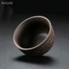 2pcs/80ml Yixing Purple Clay Tea Cup Handmade Relief Tea Cup Set Custom Beauty Master Cup Home Zen Tea Accessories