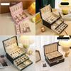 Classic Leather Jewelry Box With Multiple Layers For Elegant Storage Of Earrings Rings And Necklaces