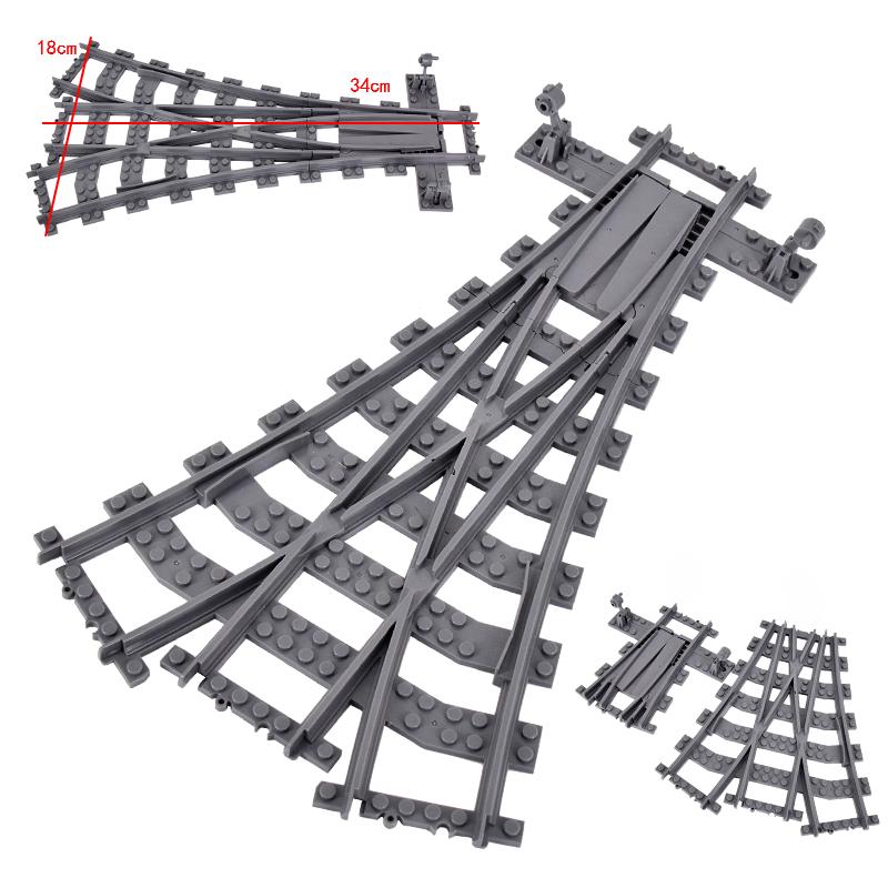City Trains Bridge Flexible Switch Railway Tracks Rails Electric Crossing Forked Straight Curved Building Block Bricks Toys