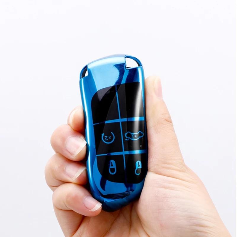 Carcasă pentru chei cu 45 de butoane, geantă Suport pentru carcasă Fob pentru Jeep Renegade Compass Grand Cherokee pentru Chrysler 300C Wrangler Dodge