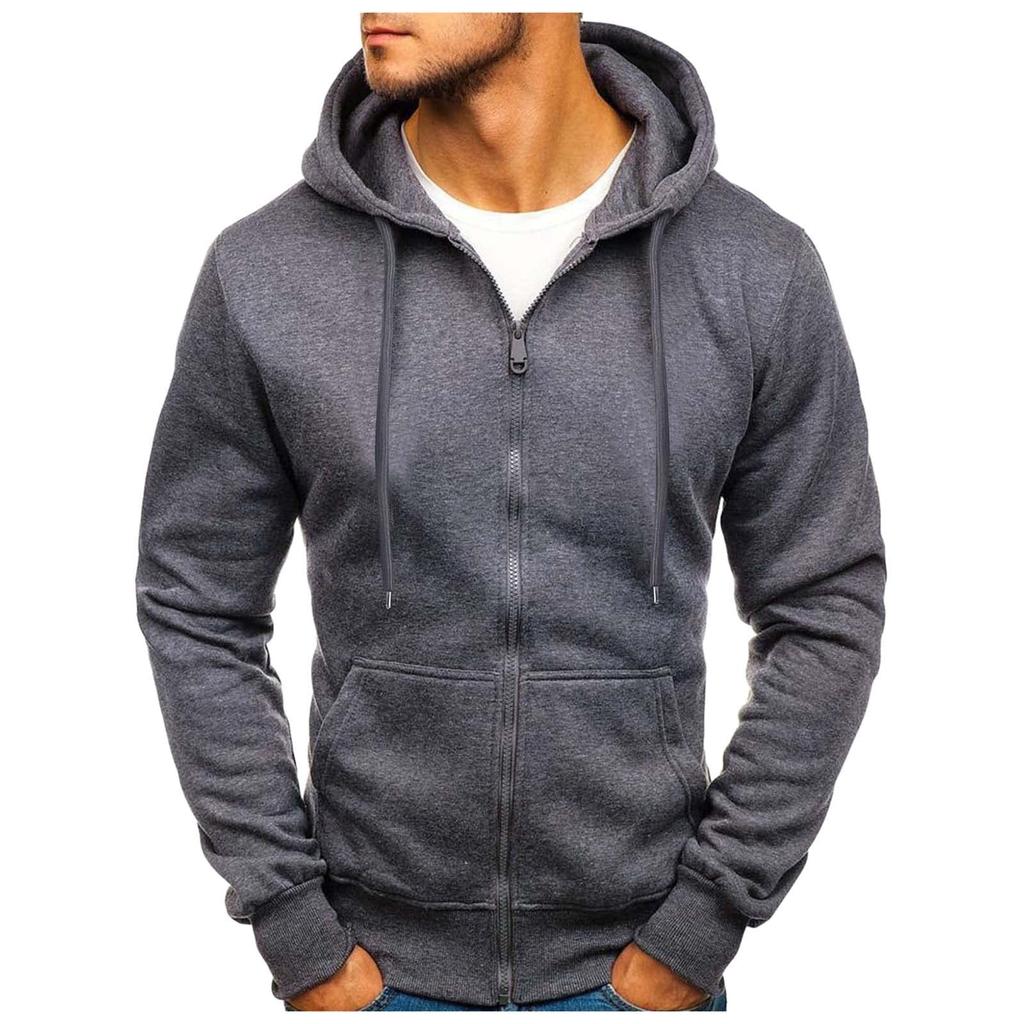 Men Full Zip Up Sweatshirts Long Sleeve  Pullover Tops Casual  And Tall Jackets With Pockets
