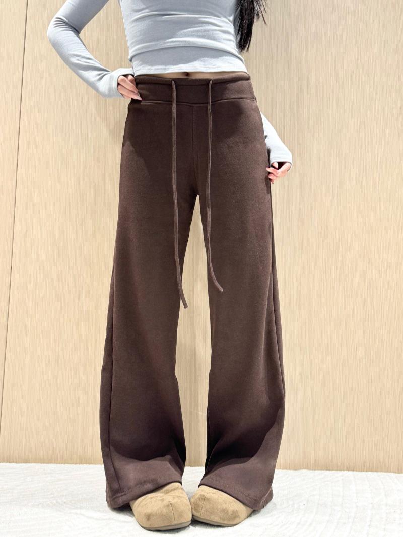 

Women s Navy Wool-Blend Wide-Leg Pants - Autumn/Winter 2025 Style, Plus Velvet, Thickened, Loose, Casual Drape, Straight-Leg. M (90-105 lbs)