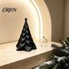 Exquisite Mini Tree for Entrance 3D Printed Pleated Christmas Ornament, Small Wavy Desktop Xmas Office Decoration with Star Topper Holiday Home Decor