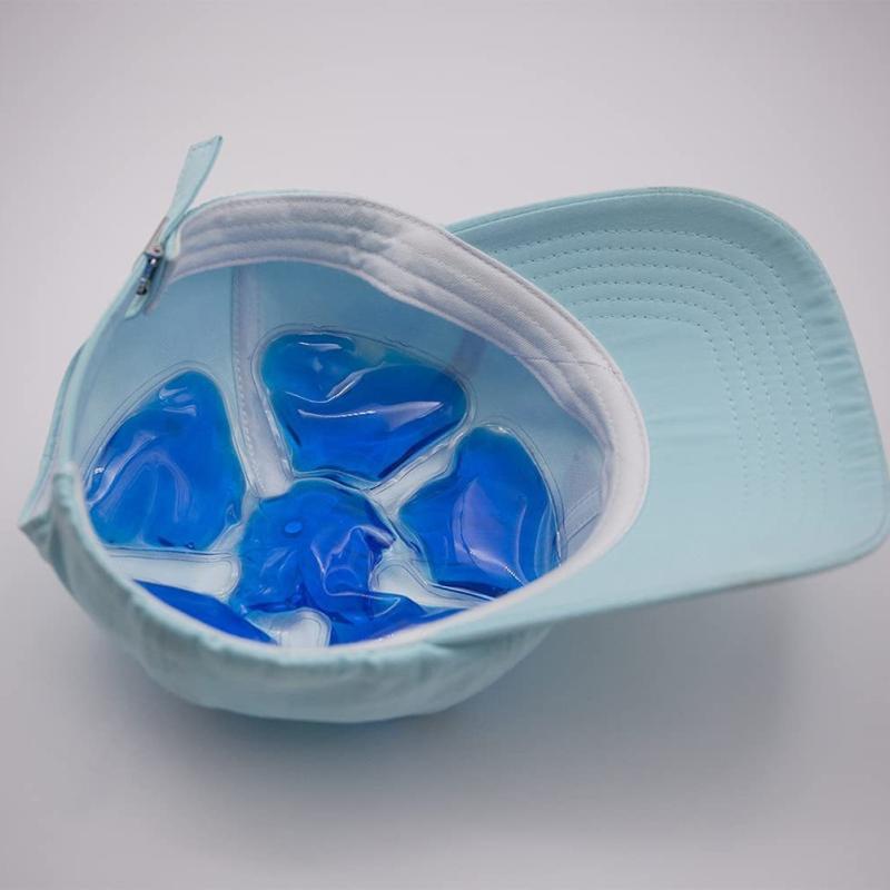 1 Bucată Pad Răcoritor Ajustabil Pentru Căști și Pălării Compresă Rece Reutilizabilă Gel PVC Albastru Pachet Gheață Accesoriu Călătorie Outdoor