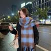 Plaid Scarf Women's Autumn and Winter Senior Sense Versatile Thickened Soft Waxy Fluffy Warm Imitation Cashmere Shawl