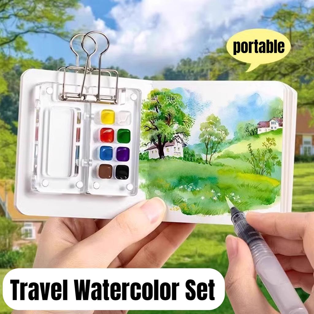 Small  Watercolor Paint Set With Picture Book, With Paint For Beginners,