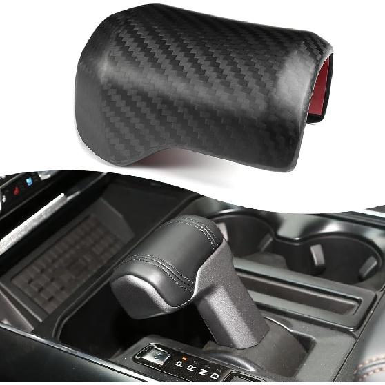 Jogon Genuine Carbon Fiber Gear Shift Knob Trim for Ford F150 Raptor Tremor Limited Platinum Lariat King Ranch 2021 2022 2023 2024 2025, Gear Shift