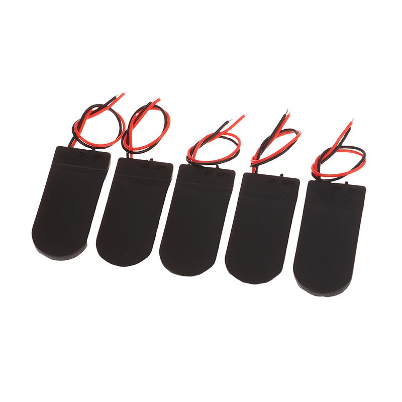 5Pcs Button Coin Cell Battery Holder Case Cover With On-Off Switch Leads Wire Battery Box Single Dual Slots
