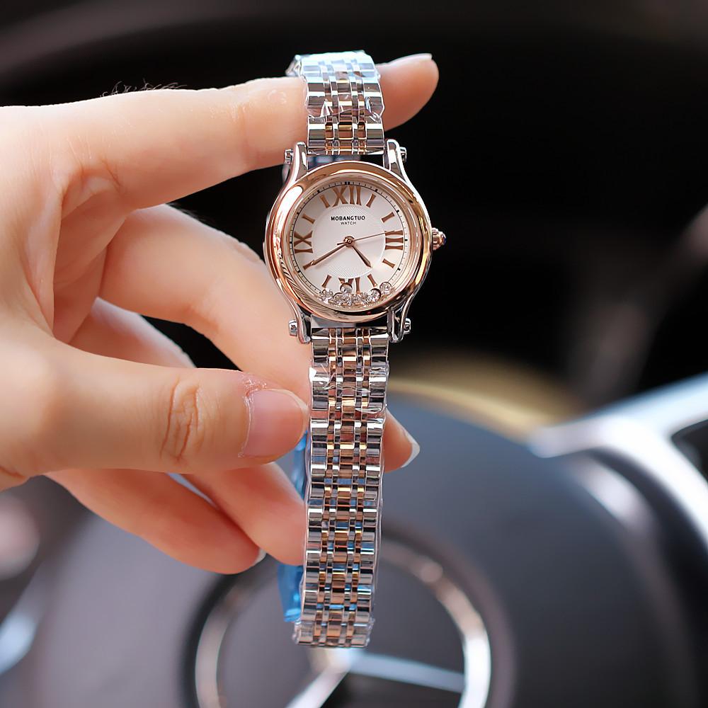 Fashion Trendy Women'S Watch Roman Face Pointer Type Steel Belt Quartz Waterproof Watch Versatile