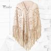 Winter Accessory Women Shawl Warm Fabric Solid Color Versatile Hollow Classic Tassels Hem Scarf Comfortable Wrap