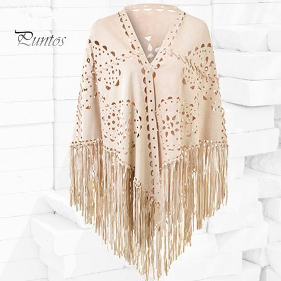 Winter Accessory Women Shawl Warm Fabric Solid Color Versatile Hollow Classic Tassels Hem Scarf Comfortable Wrap