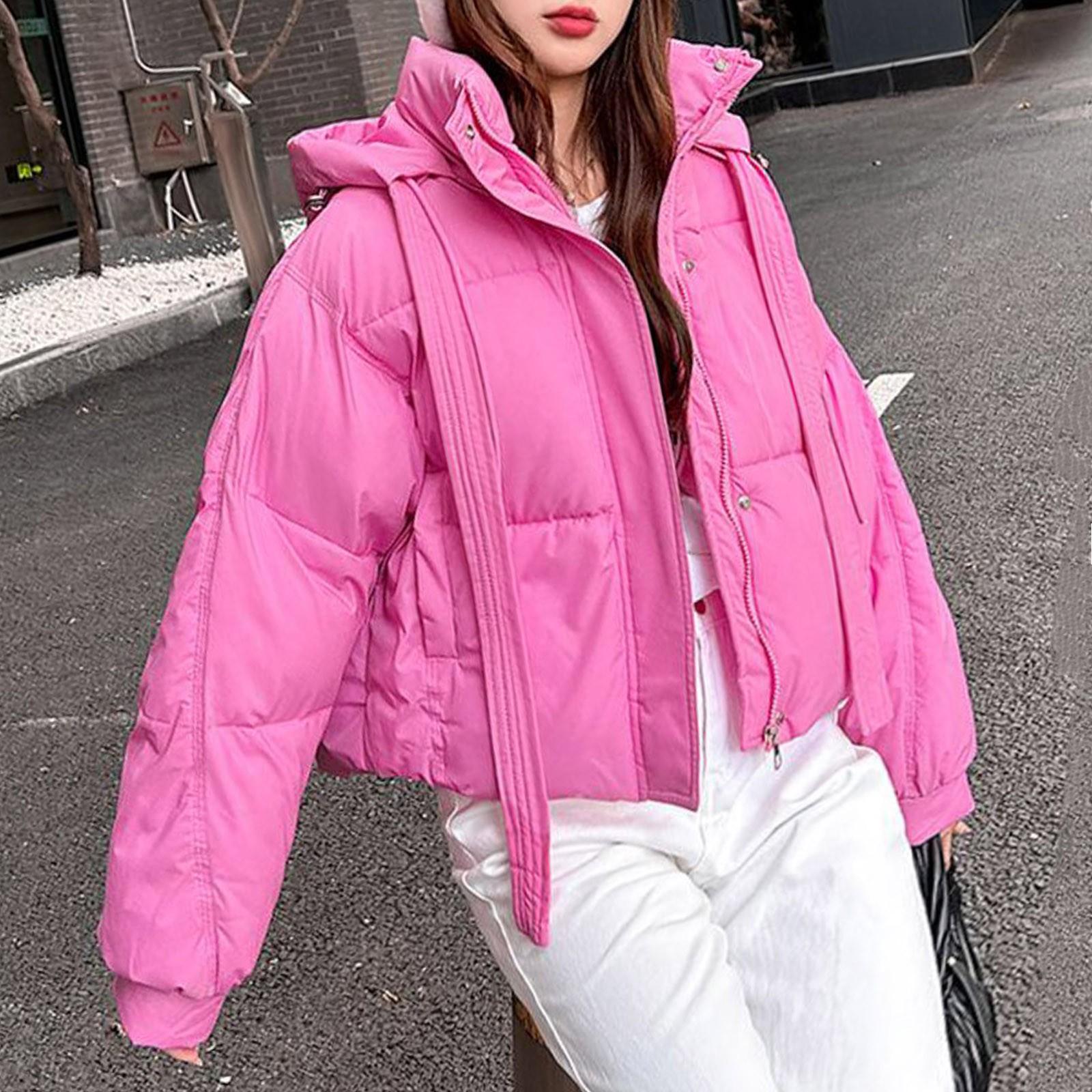 

Зимние женские хлопковые пуховики, повседневные куртки с капюшоном, парки, уличная одежда, шикарная верхняя одежда, толстые теплые стеганые пальто L розовый