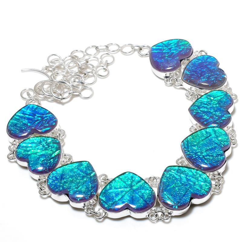 Australian Triplet Opal Gemstone Handmade 925 Sterling Silver Electroform Necklace, Australian Triplet Opal Heart Silver For Wife Unisex Necklace