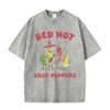 Washed Vintage Red Hot Silly Peppers Funny Meme Graphic T Shirts Men Retro Gothic Metal Rock Tshirt Mens Casual Humor Tshirts
