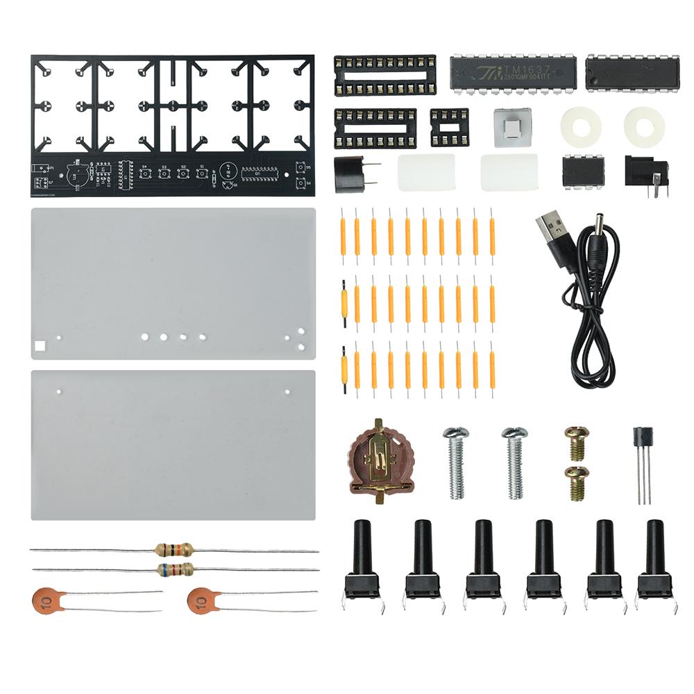 DC 1V 1-digit Digital Clock Kit DIY Welding Practice Kit With Brightness Adjustment for Bedroom Desktop Decoration