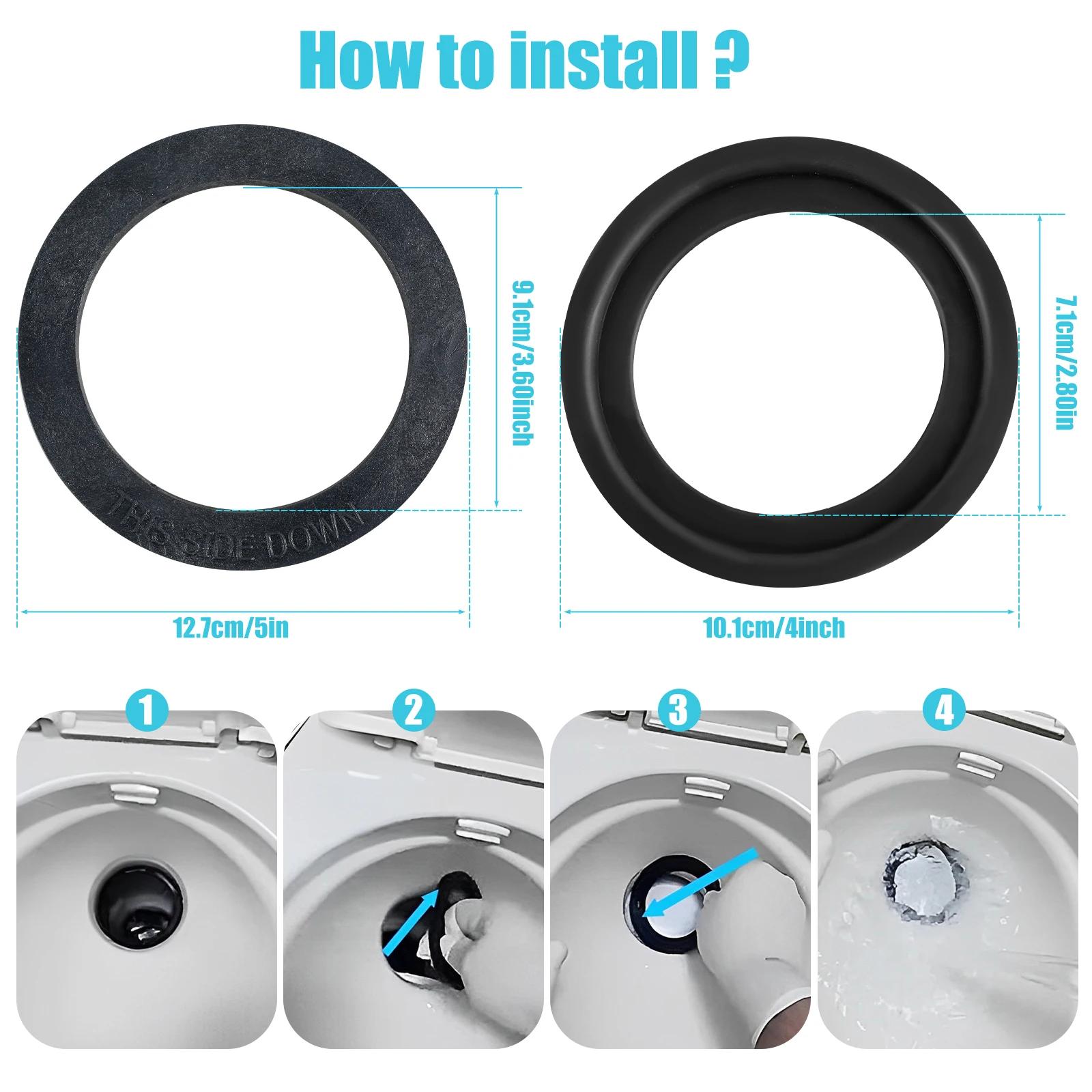 2Pcs RV Seal Washer For Flush Valves Toilet Replacement Rubber 385311652 RV/385311658 RV Toilet Seals with Screws Leak Proof RV