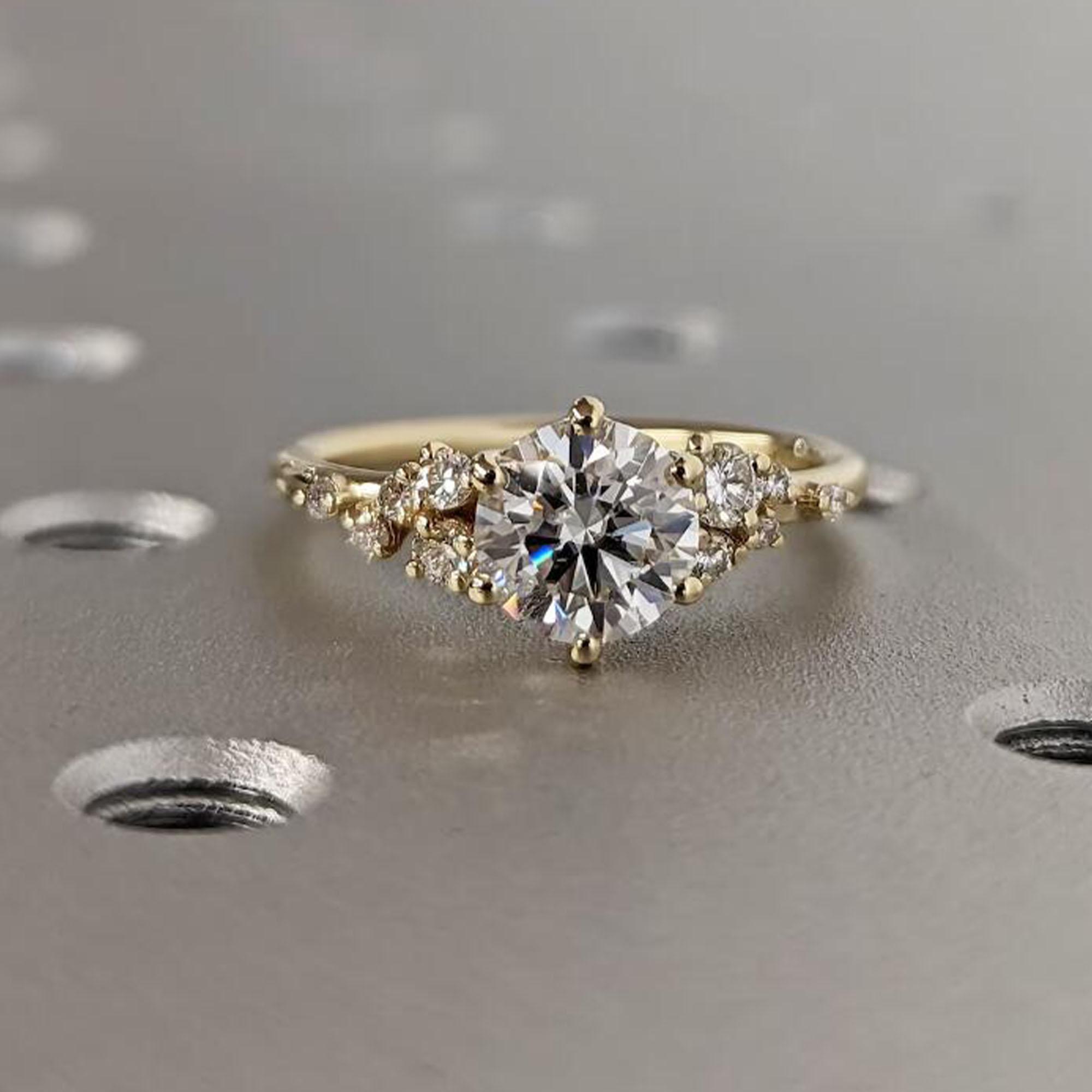 

14k Plated 1-3CT All Moissanite Rings for Women Sparkly Luxury Wedding Diamond Band 925 Sterling Silver Jewelry Certificate 9&Moissanite