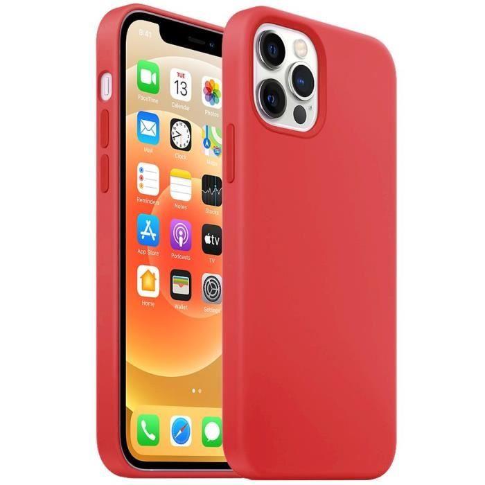 Coque pour iphone 12 - premium - rouge - antichoc - anti-dérapante - souple