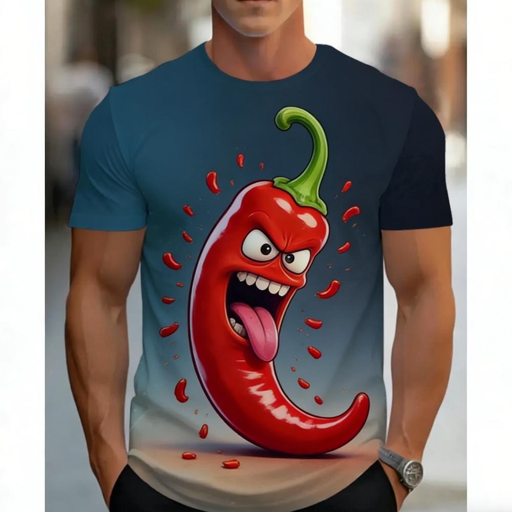 Interesting Fruits 3d Print T-Shirt Casual Loose Fashion Round Neck Summer Men's Breathable Oversized T-Shirt