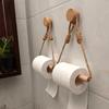 1 pièce Porte-papier toilette décoratif en corde de chanvre rustique et bâton en bois, distributeur de papier toilette pour salle de bain, rangement pour papier toilette