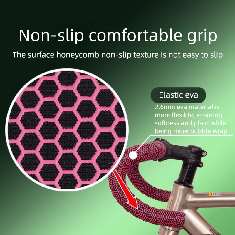 Road Bike Handlebar Tape, Silicone Honeycomb Non-Slip Sweat-Absorbent Bar Wrap, Shockproof Drop Bar Grip Tape for Road Cycling