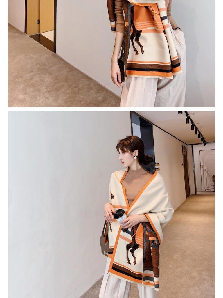 Women's Imitation Cashmere Scarf: Versatile Autumn/Winter Warm Double-Sided Wool Snood and High-End Dual-Use Shawl