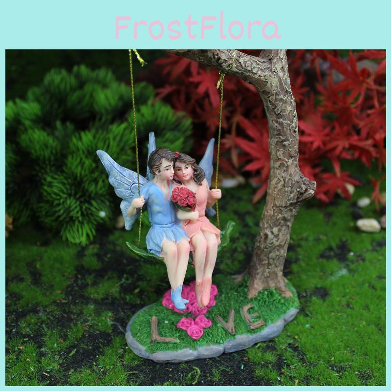 Fairy Couple Flower Garden Resin Art Decor With Swing For Collectible Gift