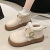 Snow Boots Children's 2025 New Winter Versatile Velvet Thickened Non-slip Warm One-word Button Fluffy Cotton Shoes Women