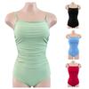 Solid Color One Piece Swimsuit Women Slimming Halter Neck Swimwear Resort Vacation