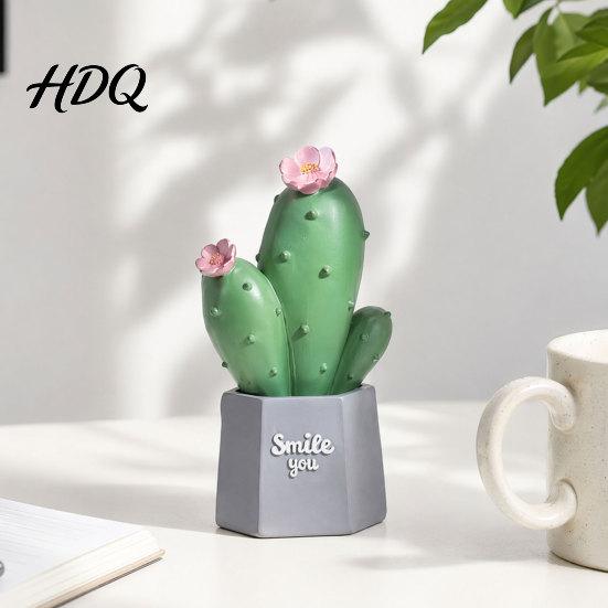 Macaron Style Cactus Resin Figurines Home Ornament Desktop Decor Durable Decor Geometric