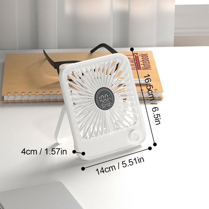 Desk Fan Portable USB Rechargeable Fan180 Tilt Folding Fan With Power Display Ultra Quiet Table Fans Office Home Adjustable Fans