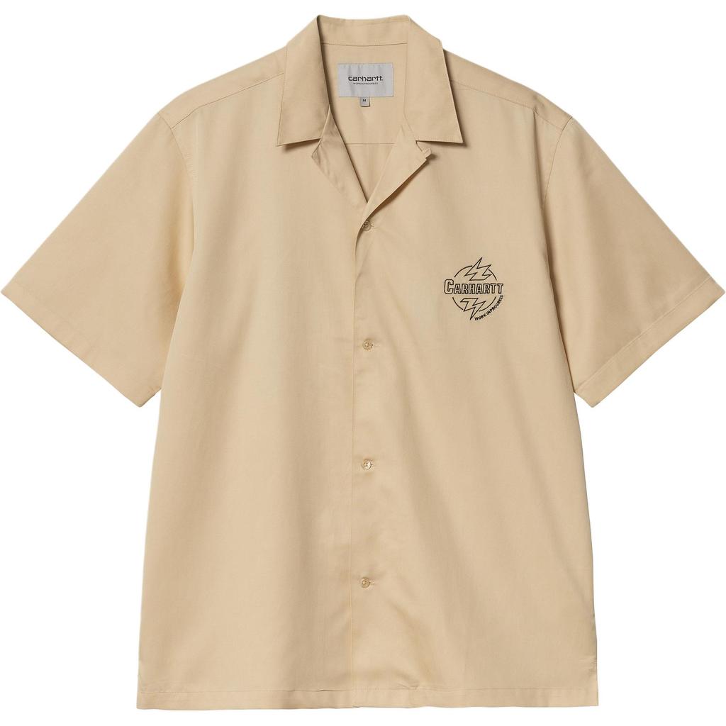 Carhartt WIP Ablaze Shirt Loose Cuban Collar Button Short Sleeve Shirt Men shirts Corn I033690-2BK-XX