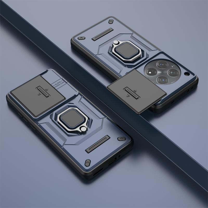 For OnePlus 12 Case Slide Push Pull Camera Protect Phone Case For One Plus 12 OnePlus12 5G Magnetic Ring Holder Armor Back Cover