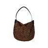 Niche Vintage Leopard Print Shoulder Bag for Women Tote Bag Genuine Leather Large Capacity Frosted Cowhide Underarm Bag