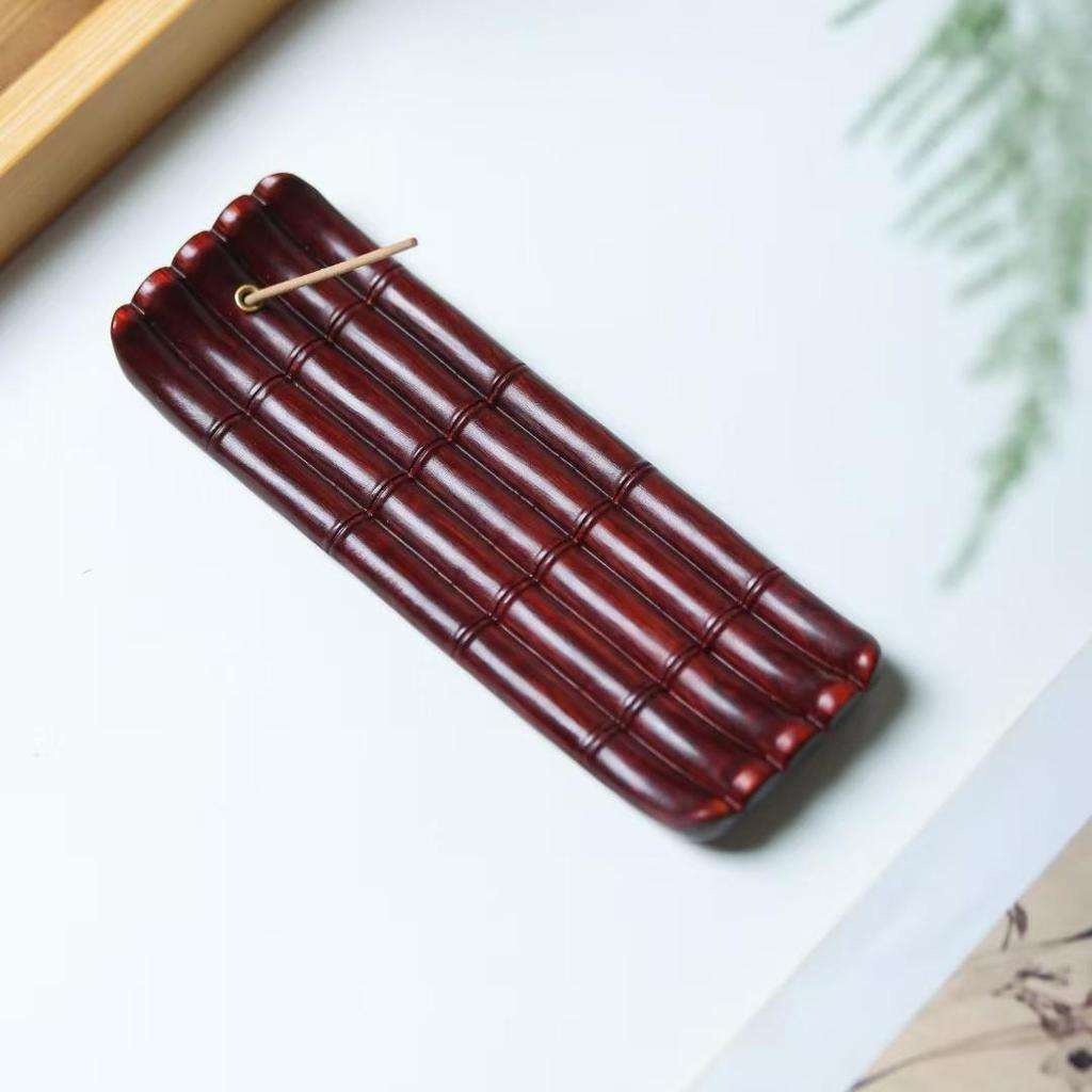 Sandalwood Ming & Qing Antique-Style Carved Incense Box and Burner, Solid Wood Zen Tea Ceremony Holder