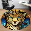 1PCCheetah StainedGlass Office Round Area Rug,  Mat Suitable For Office, Under Office Chairs Bedroom Living Room Home Decor, Room Deco
