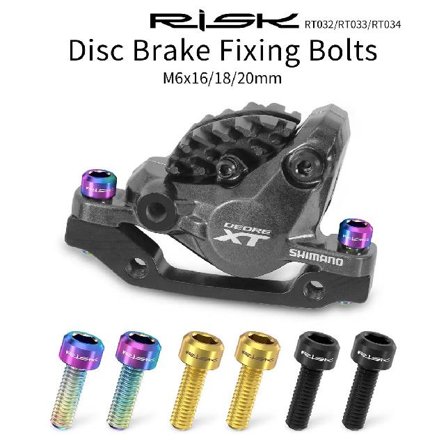 RISK 4PCS M6x16 M6x18 M6x20mm Titanium Bicycle Disc Brake Clamp Caliper Bolts MTB Mountain Road Bike Fixed Screws M6*16/18/20mm