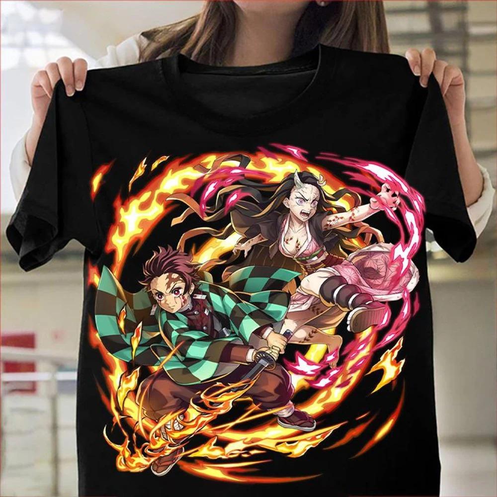 25 New Hot Selling Fashion Anime Demon Slayer Kimetsu No Yaiba Personality Trendy Short Sleeved T-shirt Fashion Gifts Kids Bro