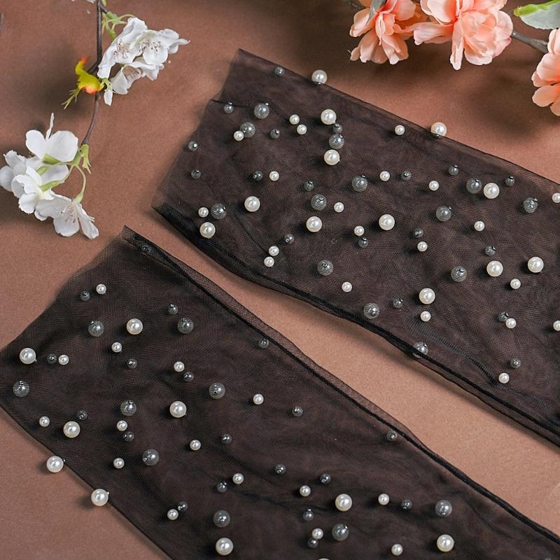 Fingerless Bridal Gloves Artificial Pearls Arm Sleeves Armwear for Formal Occasion Wedding Ceremony Dressingup Accessory