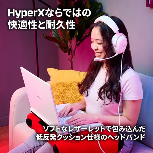 HyperX Cloud III Gaming Headset with DTS Headphone:X Spatial Audio, 53mm Drivers, Cloud II Comfort, White and Pink, Compatible with PC, PS5, PS4, Xbox