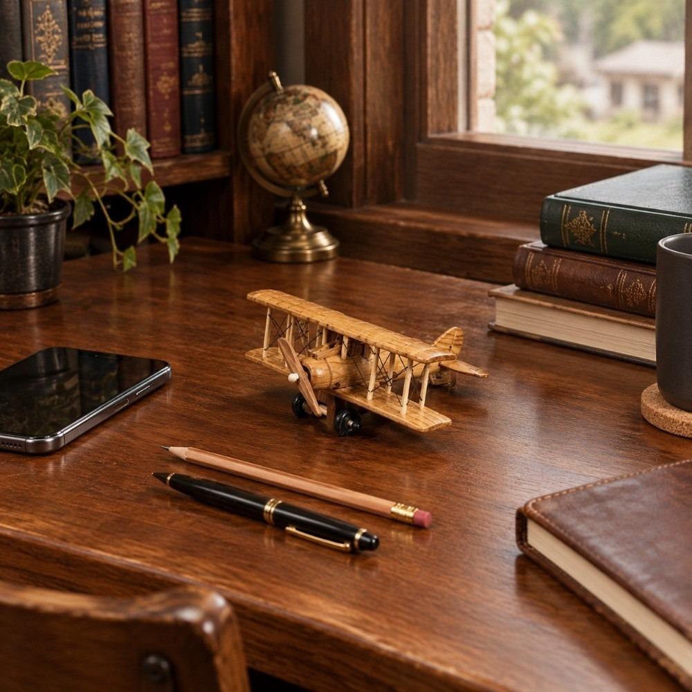 Small Size Wooden Airplane Model Wood Desk Display Model Gift for Collectors