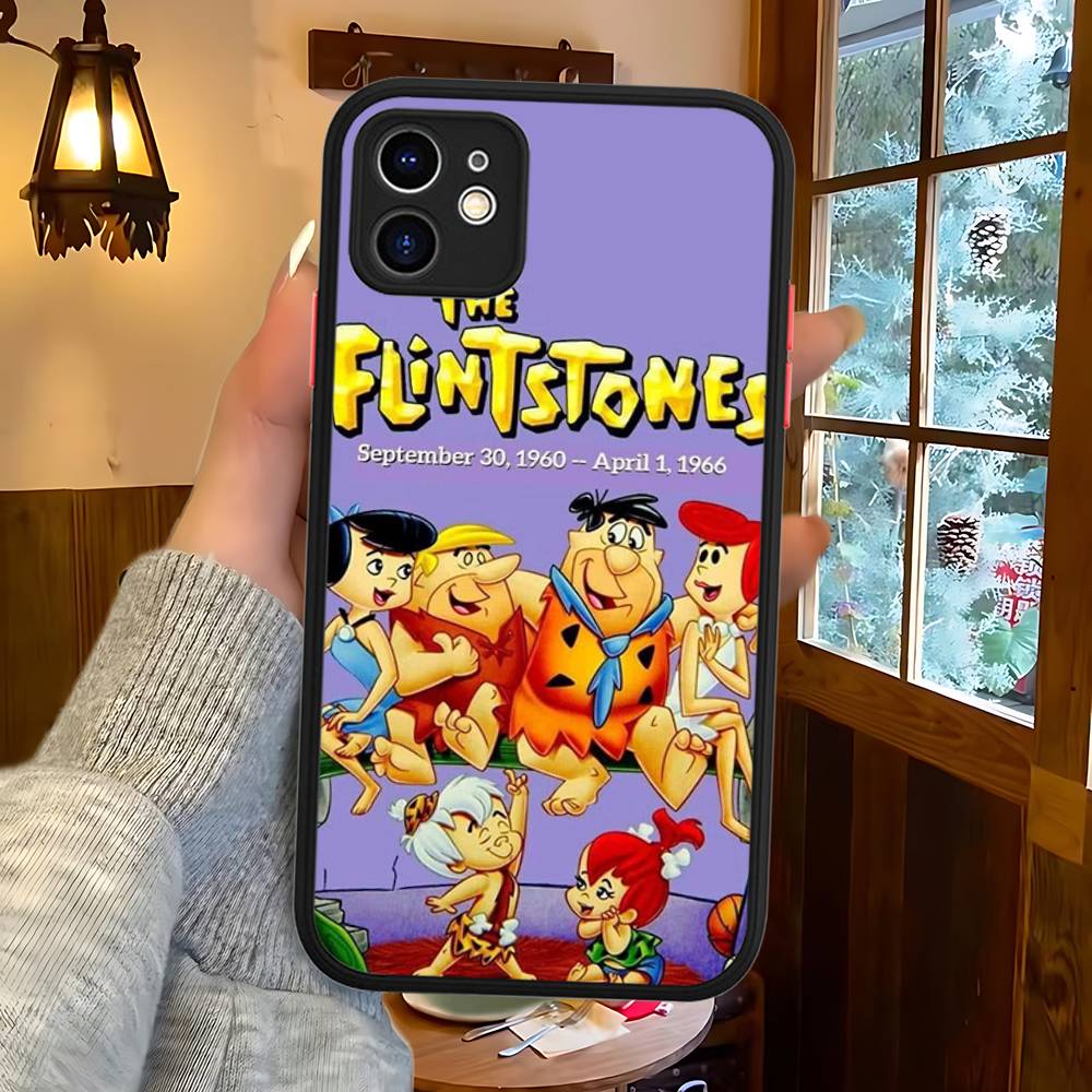 The Flintston es Cartoon Silicone Case For IPhone 16 15 14 13 12 11 Pro Max Plus X XS MAX Shockproof Matte Cover