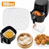 100Pcs Disposable Air Fryer Liners Square Steamer Mat New Steaming Basket Mat Kitchen Bakeware