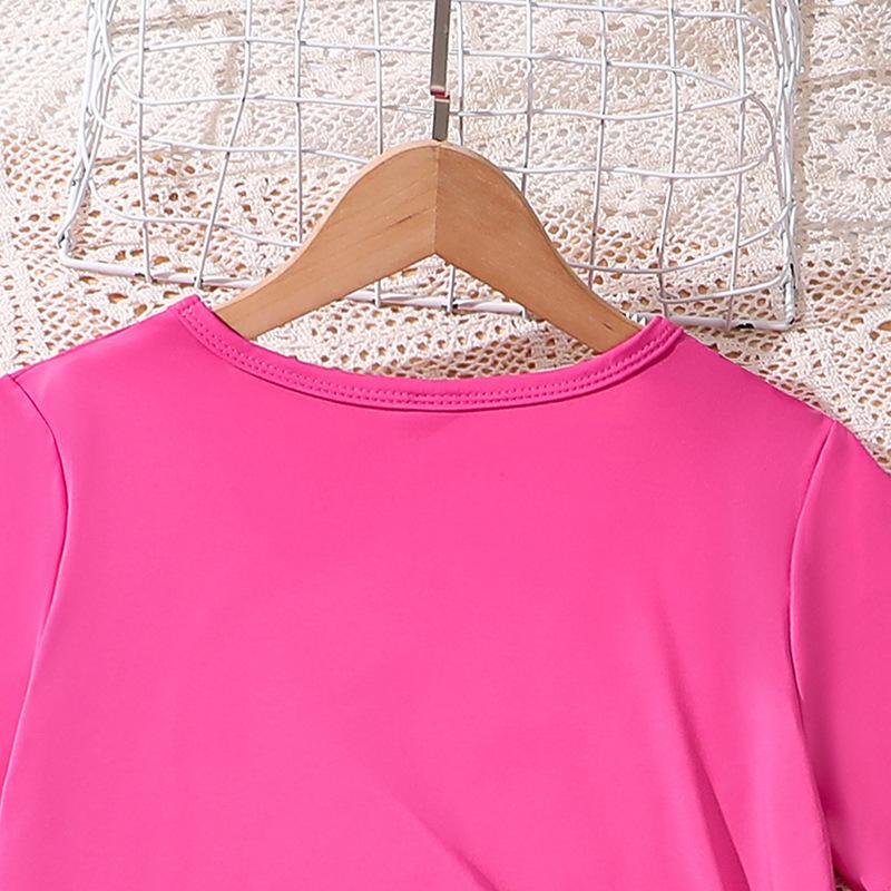 Dívčí módní sada Letní Dětské tričko s krátkým rukávem s potiskem Běžné kalhoty Flare Dvoudílná sada