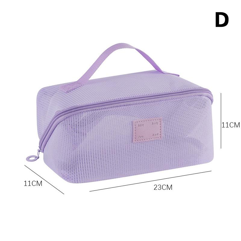 Mesh Makeup Bag - 1pcs Transparent Cosmetic Organizer with Handle, Travel Toiletry Storage Pouch
