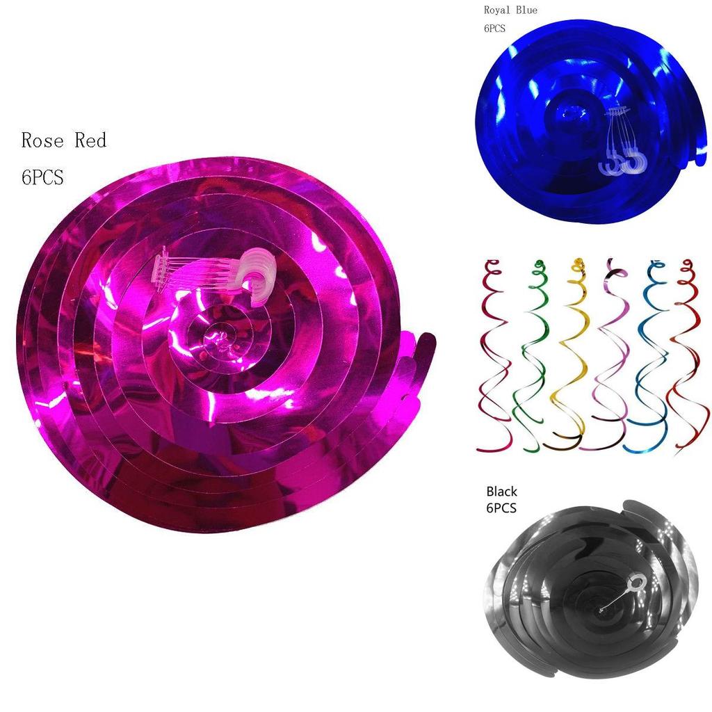 Lebhafte 6-teilige mehrfarbige hängende Spiralwirbel für atemberaubende Geburtstags- und Hochzeitsfeiern