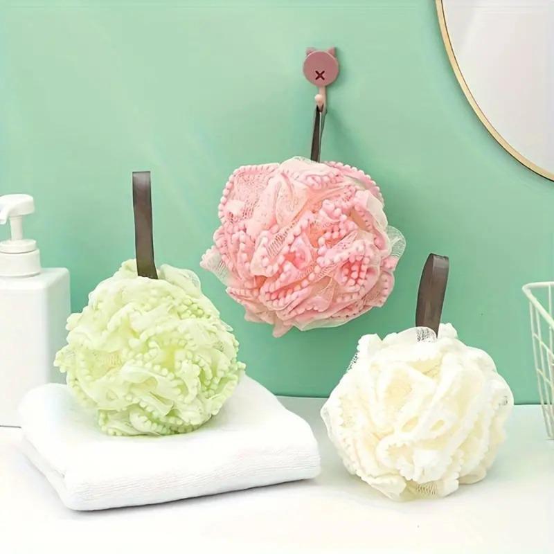 Bath Shower Sponge Pouf Body Wash Scrubber Rubbing Towel Foaming Wash Shower Bath Back Soft Body Brush Bath Accessories White